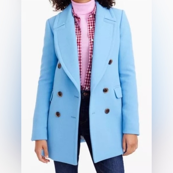 J. crew Double Cloth wool blend navy peacoat short button lady jacket fall coat - Picture 6 of 6